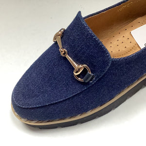 SALE SP24 1936  Sofia2 Classic Denim Chained Wedged Loafer (193680-1)