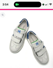 Load image into Gallery viewer, SALE SP26 Naturino Marves White with Blue Trim VL Double Strap (Hook &amp; Loop) Sneaker

