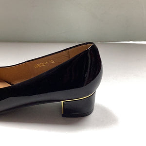SP24 1936  Carla Plain Shoe Medium Gold Cube Heel (193622)
