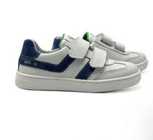 Load image into Gallery viewer, SALE SP26 Naturino Marves White with Blue Trim VL Double Strap (Hook &amp; Loop) Sneaker
