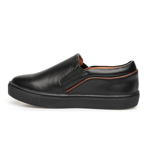 FW24 Venettini Cody Black Leather/ Brown Trimmed Slip On Sneaker