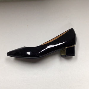 SP24 1936  Carla Plain Shoe Medium Gold Cube Heel (193622)