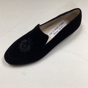 FW24 Boutaccelli Capri Velvet Crest Embroidery Front Slip On