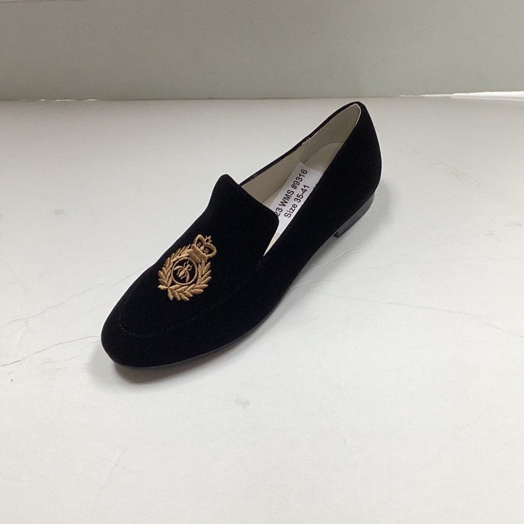 FW24 Boutaccelli Capri Velvet Crest Embroidery Front Slip On