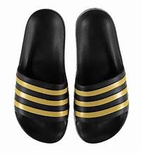 Load image into Gallery viewer, Adidas Adilette Black/Gold Slide
