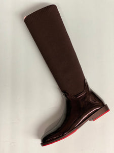SALE Lolit D1465 Patent / Sock Stretch Boot with Red Sole
