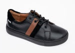 SALE FW22 Venettini Archie Black Two-tone Leather Laced/Zipper Sneaker