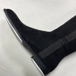 Lolit  F2109 Black Suede Boot White Stitching